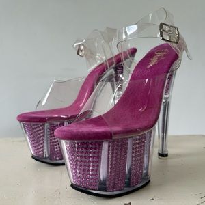 Pleaser ADORE-708SRS Pink 7" Stiletto Heels Women's Size 8